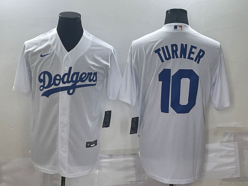 Men Los Angeles Dodgers 10 Turner White Game 2022 Nike MLB Jersey
